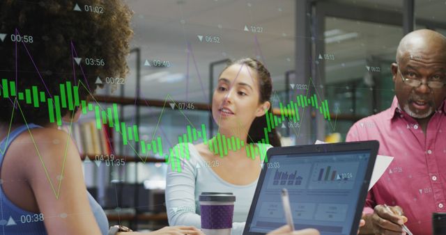 Business Team Analyzing Data with Stock Market Graph Overlay - Download Free Stock Images Pikwizard.com