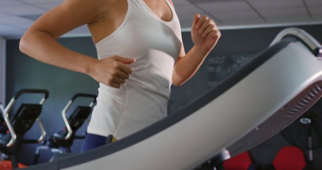 Woman Running on Treadmill in Modern Gym - Download Free Stock Images Pikwizard.com