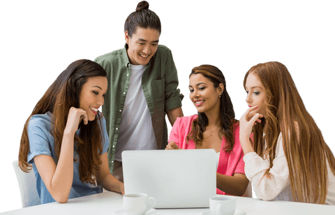 transparent group discussing project around laptop in office - Download Free Stock Videos Pikwizard.com