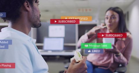 Diverse Business Team Engaging with Digital Media Over Meal