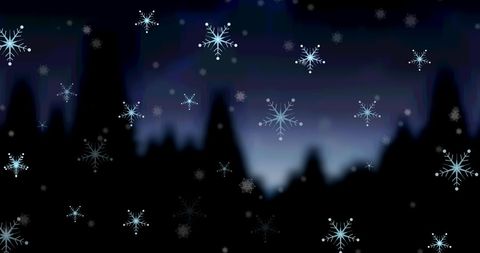 Magical Snowfall Silhouette Over Christmas Trees