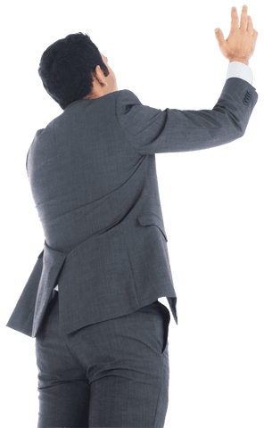 Transparent png businessman rear view arm raised