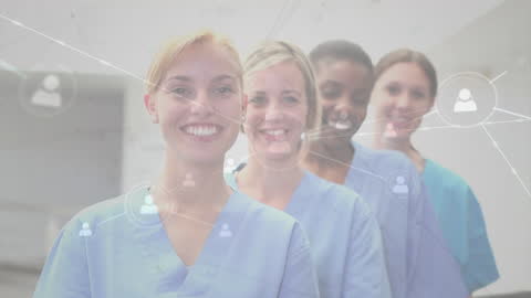 Diverse Medical Team Connected Through Technology