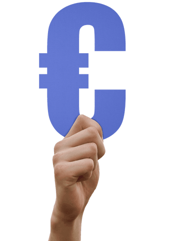 Hand Holding Euro Symbol on Transparent Background for Finance Design