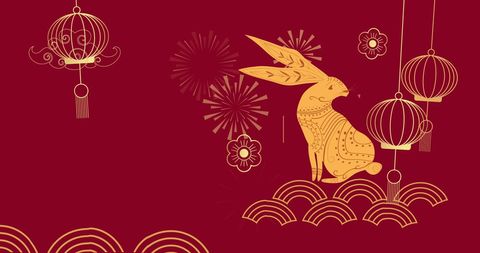 Traditional Chinese New Year Festival Decorations with Rabbit Motif - Download Free Stock Images Pikwizard.com