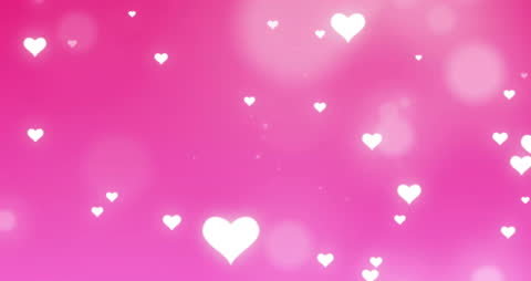 Floating White Hearts on Pink Background with Bokeh Effect