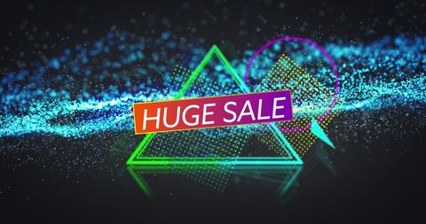 Neon Geometric Shapes with Huge Sale Banner on Glitter Background - Download Free Stock Images Pikwizard.com