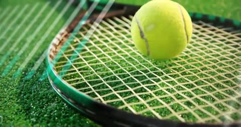 Tennis Racket and Ball on Vibrant Artificial Grass