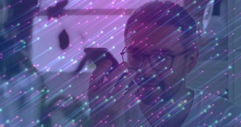 Man Using Smartphone with Digital Overlay, Futuristic Technology Concept