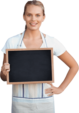 smiling woman holding transparent chalkboard, background removed - Download Free Stock Videos Pikwizard.com