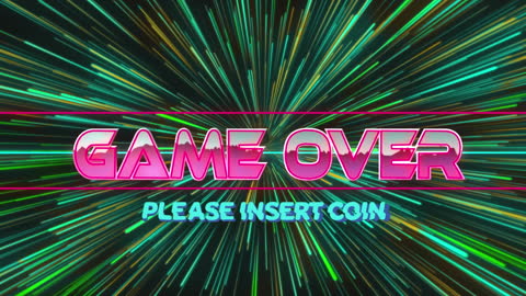 Arcade Game Over Screen with Neon Light Effects