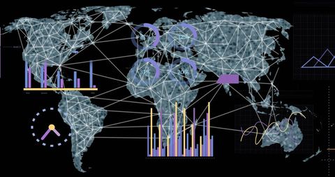 digital data processing overlaid on global map illustration - Download Free Stock Images Pikwizard.com