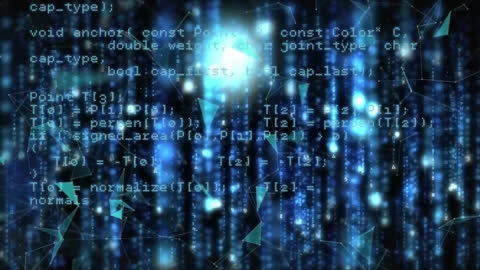 Futuristic Animated Background with Data and Code Elements