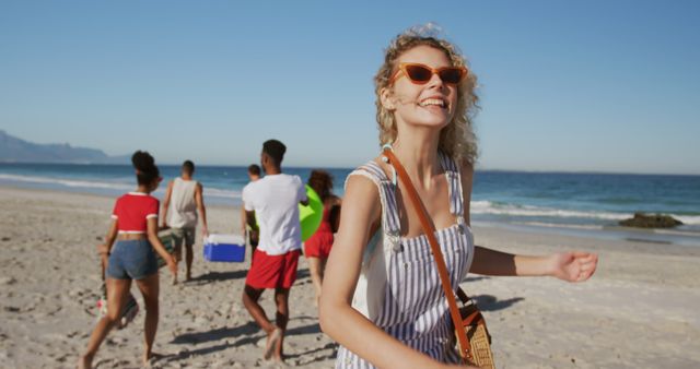 Group of Friends Enjoying Beach Day in Summer - Download Free Stock Images Pikwizard.com