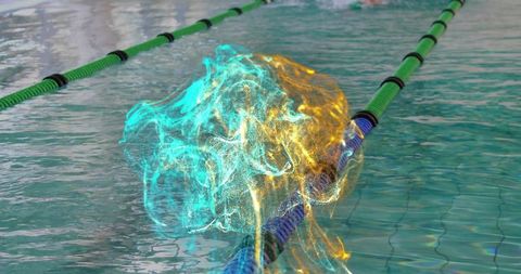 Futuristic Energy Swirl Over Olympic-size Swimming Pool