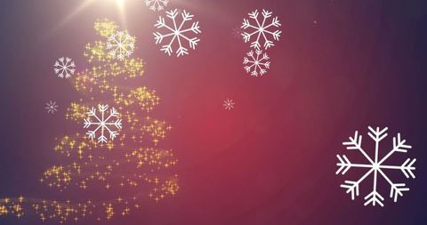 Magical Christmas Tree with Shimmering Shooting Stars and Snowflakes