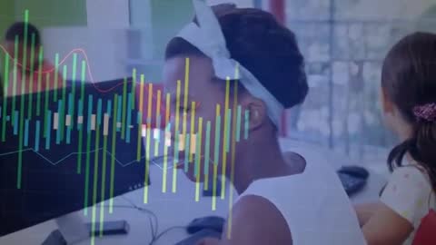 Girl Exploring Data Visualization in Technology Classroom