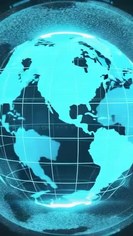 Receiving Start Signal: Rotating Digital Globe Streaming Data Flow for Futuristic Connectivity