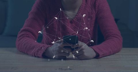 Woman with Smartphone Surrounding Financial Connections Concept