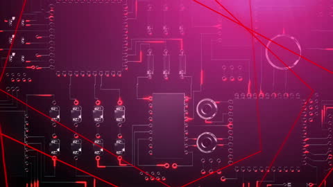 Abstract Digital Data Processing on Red Background