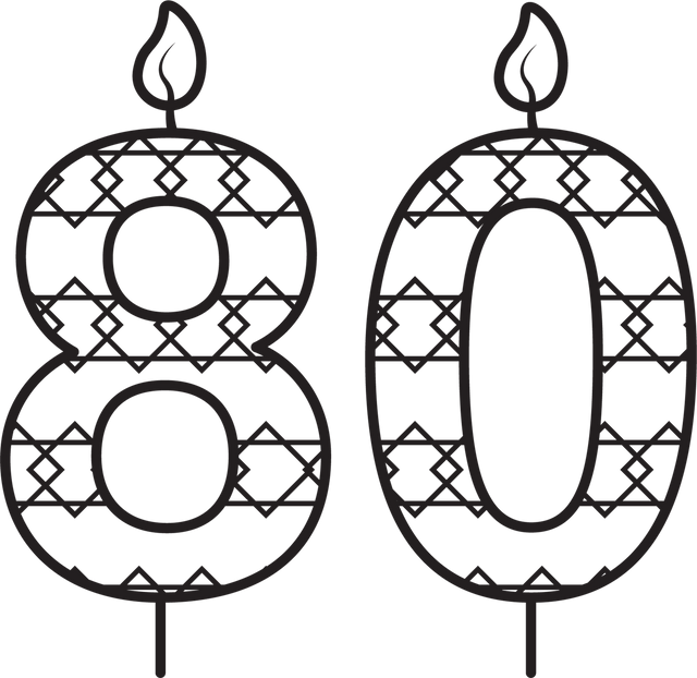 Black 80 Birthday Candle Illustration with Pattern on Transparent Background - Download Free Stock Videos Pikwizard.com