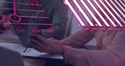 Holographic Data Overlays With Professionals in Modern Office Setting