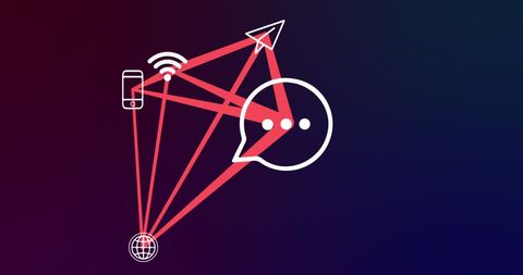 Global communication network with technology icons