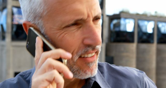 Middle-aged Man Talking on Smartphone Outdoors - Download Free Stock Images Pikwizard.com