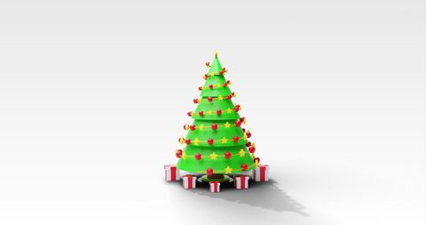 Festive Christmas Tree with Spiraling Ornaments and Gifts - Download Free Stock Images Pikwizard.com