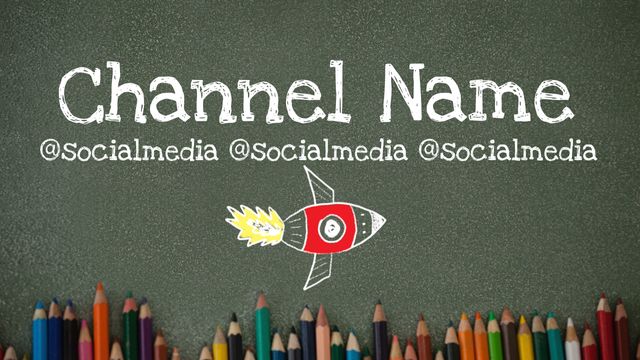 Colored Pencils and Rocket Graphic Chalkboard Design for Learning Channel - Download Free Stock Templates Pikwizard.com