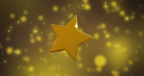 Gold Star on Sparkling Yellow Background for Holiday Celebration