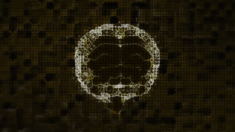 Digital Brain Hologram with Grid Background