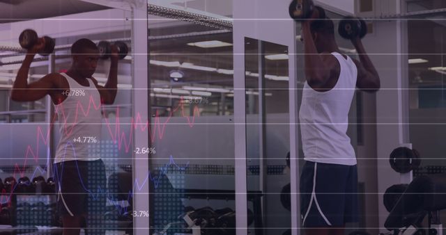 Man Weightlifting in Gym with Financial Graph Overlay - Download Free Stock Images Pikwizard.com