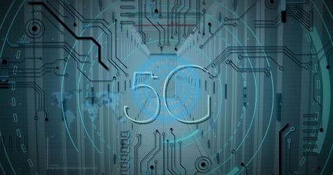 5G Technology Overlay in Futuristic Server Room - Download Free Stock Images Pikwizard.com