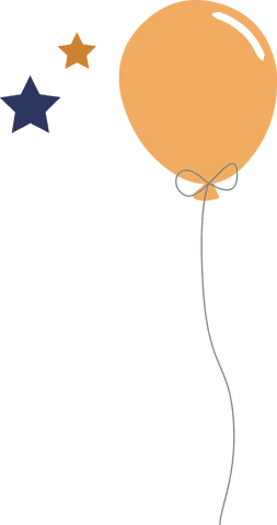 Transparent peach balloon with stars creating whimsical celebration scene