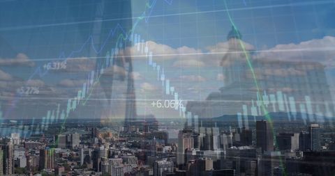 financial data processing over scenic cityscape - Download Free Stock Images Pikwizard.com