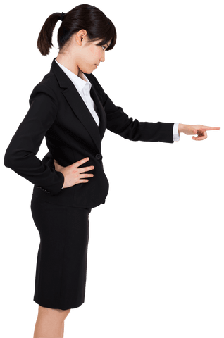 firm asian businesswoman pointing on transparent background - Download Free Stock Videos Pikwizard.com