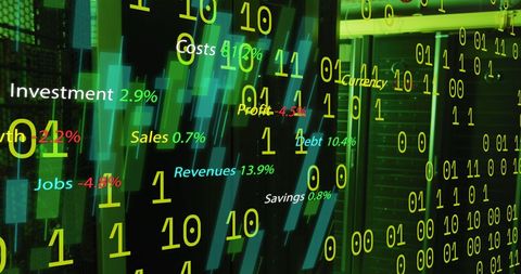 Financial Data Projection in Server Room Environment - Download Free Stock Images Pikwizard.com