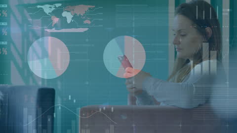 Businesswoman Analyzing Data Using Smartphone in Modern Office