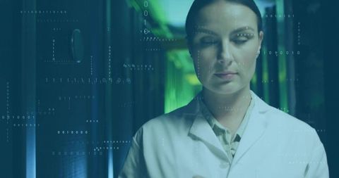 It specialist conducting data security tests in server room