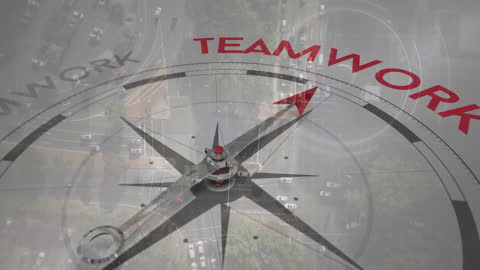 Teamwork Direction Concept with Compass Overlay