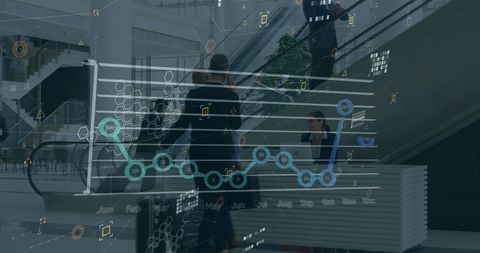 Digital Graph Overlay with Business Travelers - Download Free Stock Images Pikwizard.com