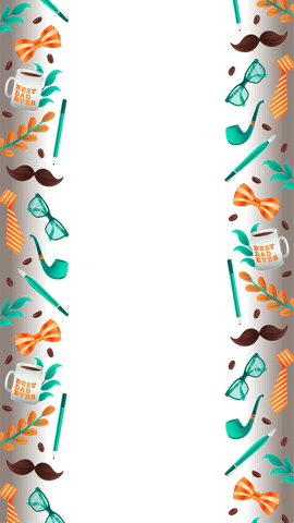 Transparent Father's Day Border with Ties and Coffee Mugs