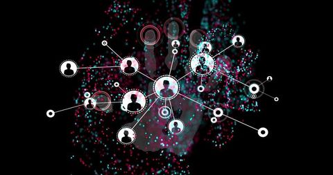 Interconnected Network Visualization on Futuristic Tech Interface
