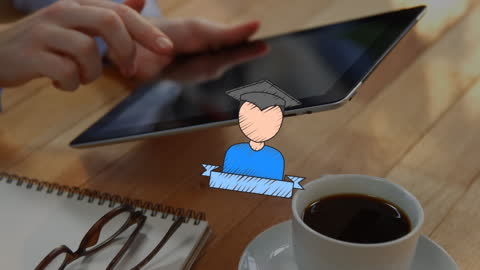 Digital Learning Concept with Tablet and Coffee Cup