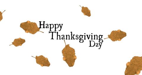 Happy Thanksgiving Day Text with Autumn Leaves