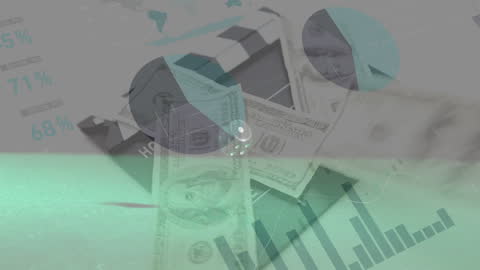 Digital Data Processing Overlaying US Currency and Dice