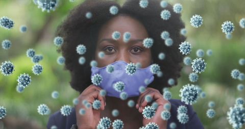African American Woman Wearing Mask Amidst Virus - Download Free Stock Images Pikwizard.com