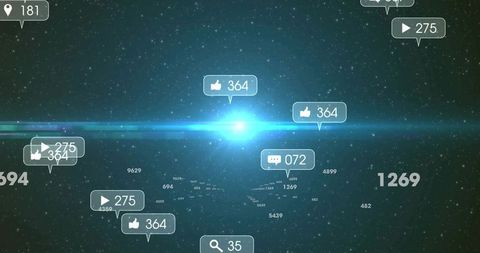 Futuristic Digital Interaction Concept with Social Media Metrics