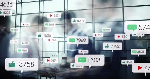 Social Media Engagement Metrics Overlay Business Team Motion - Download Free Stock Images Pikwizard.com